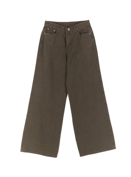 cotton-easy-wide-leg-pants-ca530 / Dark green