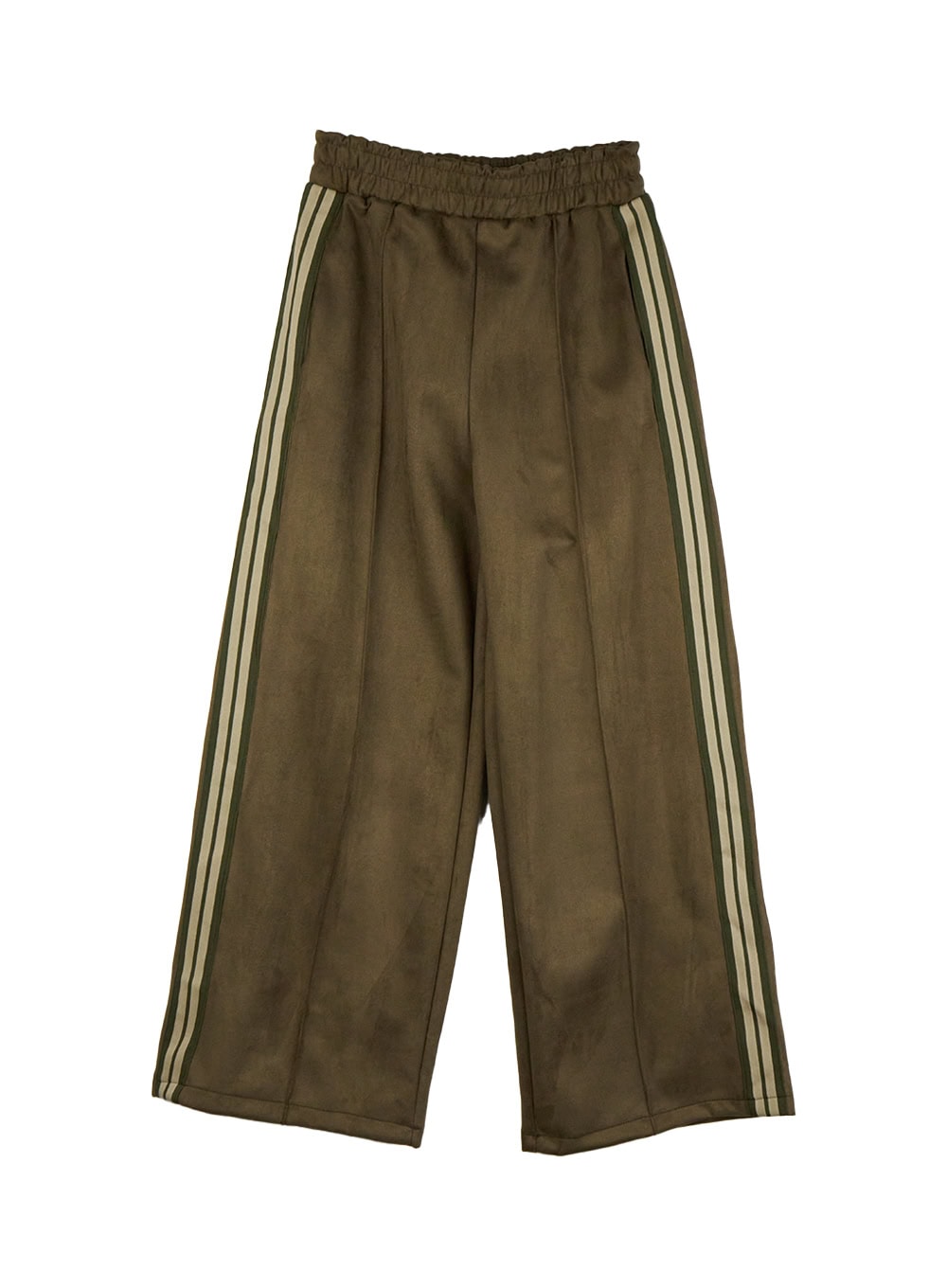 suede-flared-wide-fit-pants-cn428 / Dark green