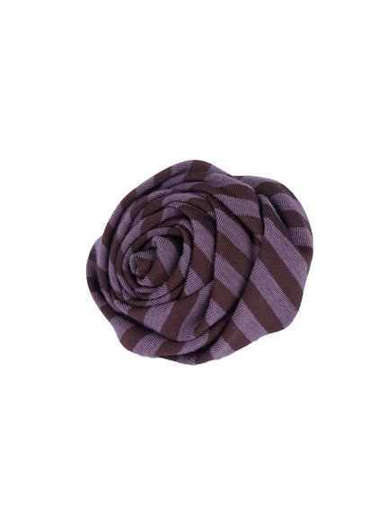striped-rose-accent-brooch-cl522 / Dark purple
