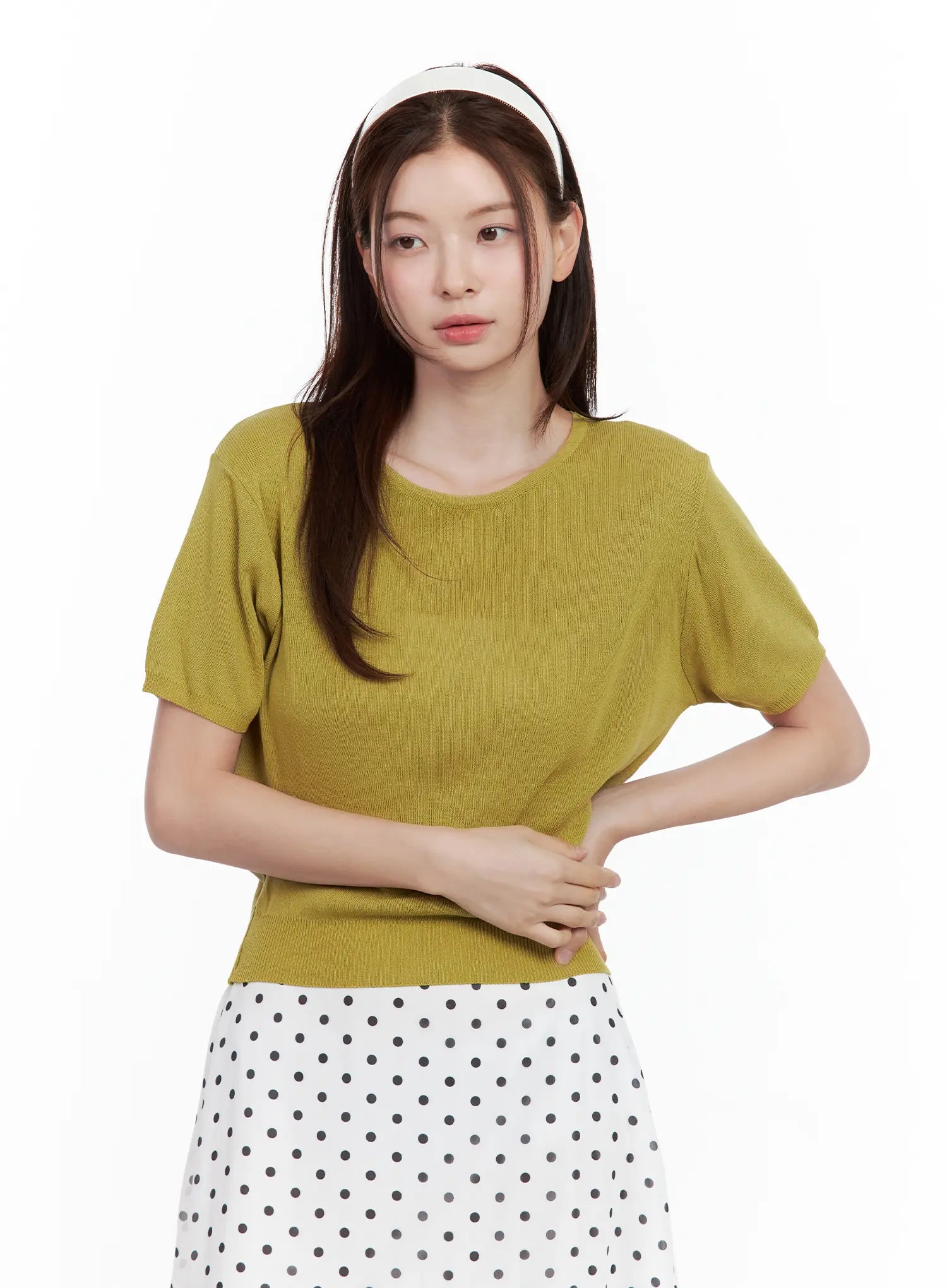 lightweight-round-neck-top / Dark yellow