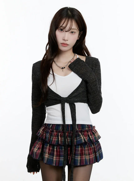 Cropped Sheer Wrap Cardigan CN517