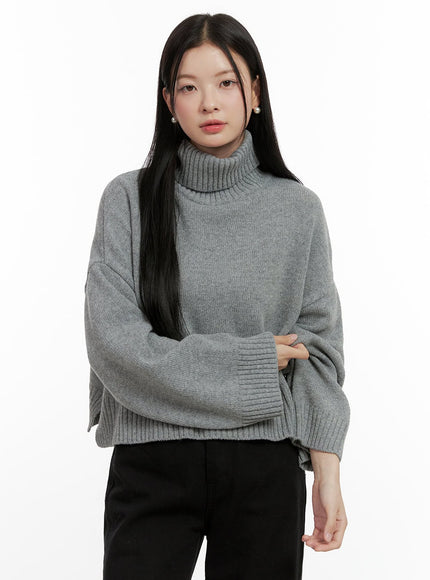 warm-turtleneck-sweater-on408 / Gray