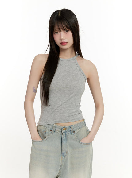 halter-neck-crop-tank-top-cm513 / Gray