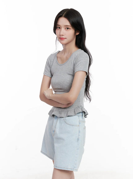 Ruffle Scoop-Neck Top CL516