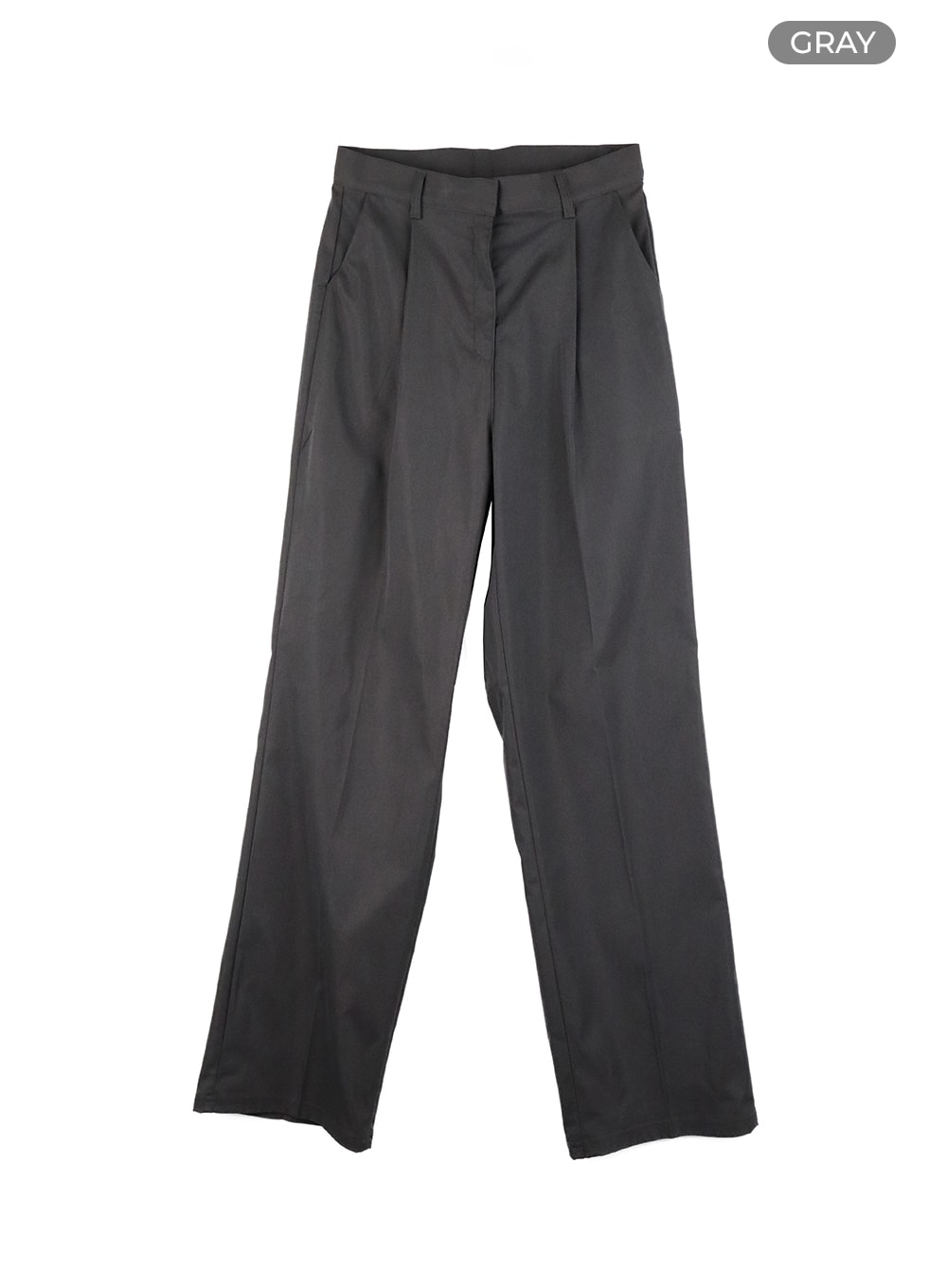 pintuck-straight-fit-trousers-oa419 / Gray