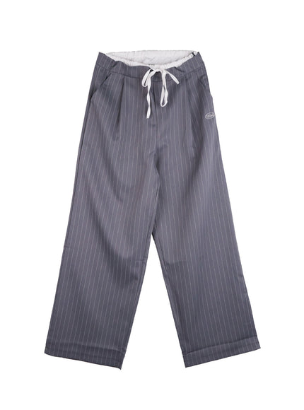 string-stripe-wide-fit-pants-co431 / Gray