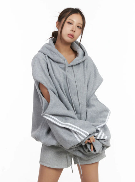 slit-urban-style-hoodie-cj513 / Gray