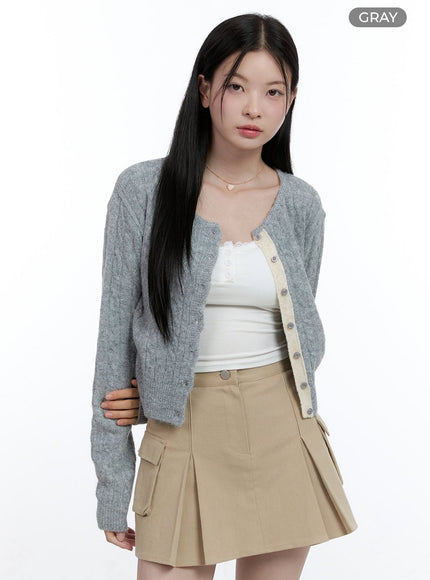 cozy-buttoned-cardigan-oo429 / Gray