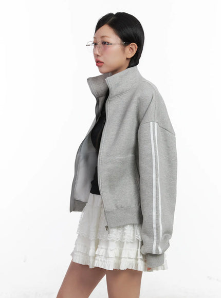 track-style-fleece-jacket-cn528 / Gray