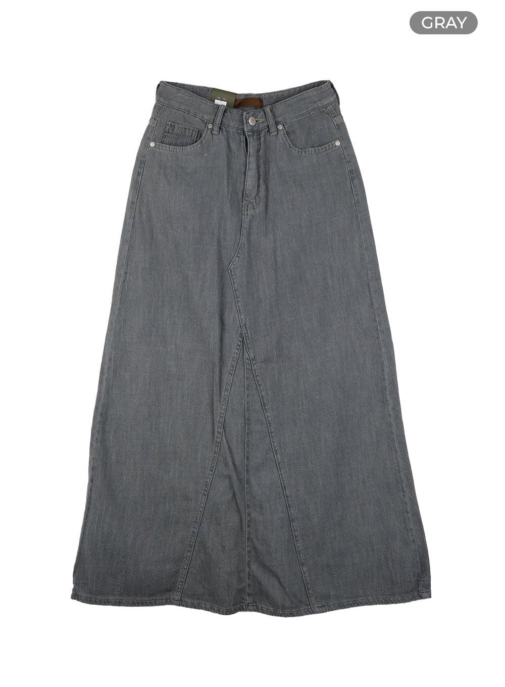 vintage-washed-maxi-denim-skirt-cy414 / Gray