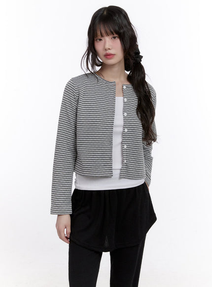 Buttoned Stripe & Polka Dot Cardigan CF512