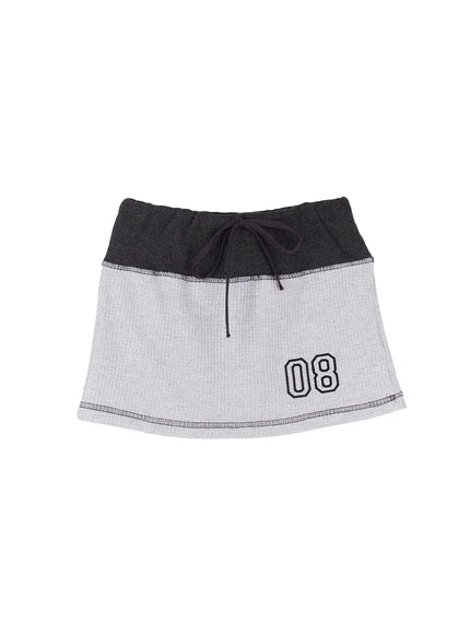 two-tone-waffle-knit-skirt-cj512 / Gray