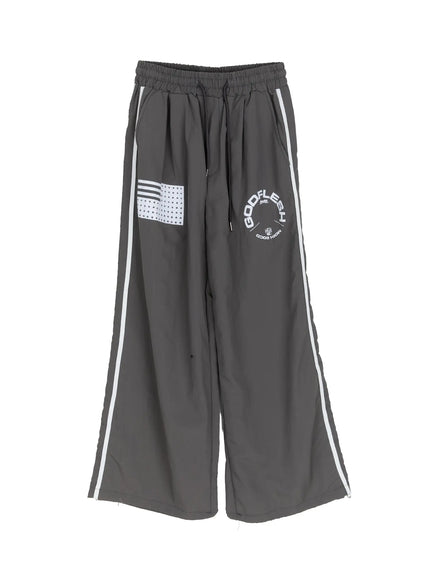 graphic-wide-leg-track-pants-cm511 / Gray