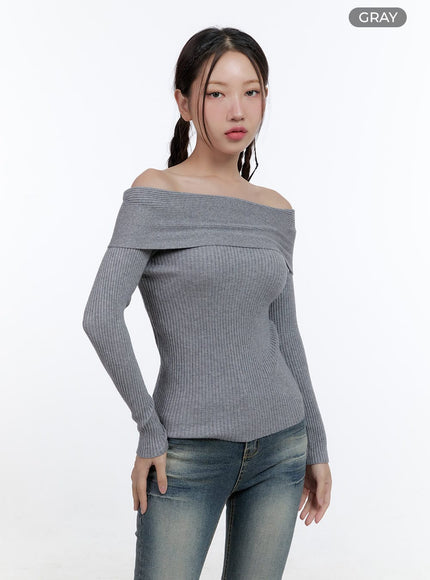 cotton-breeze-off-shoulder-tee-cs410 / Gray
