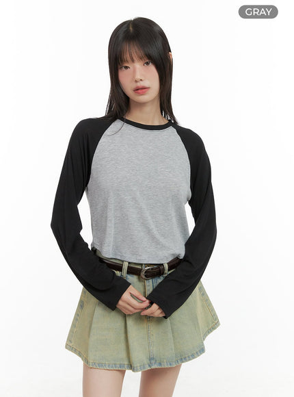 raglan-crop-long-sleeve-top-cg426 / Gray