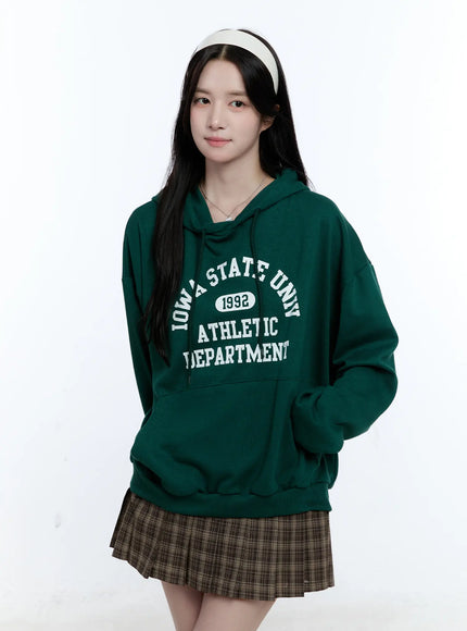 University Print Oversized Hoodie CG514