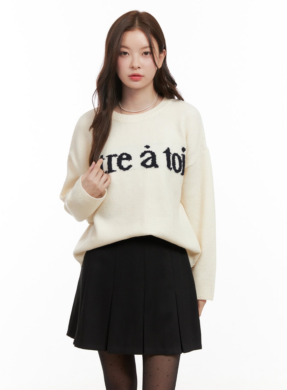 snuground-neck-loose-fit-sweater-od403 / Light beige