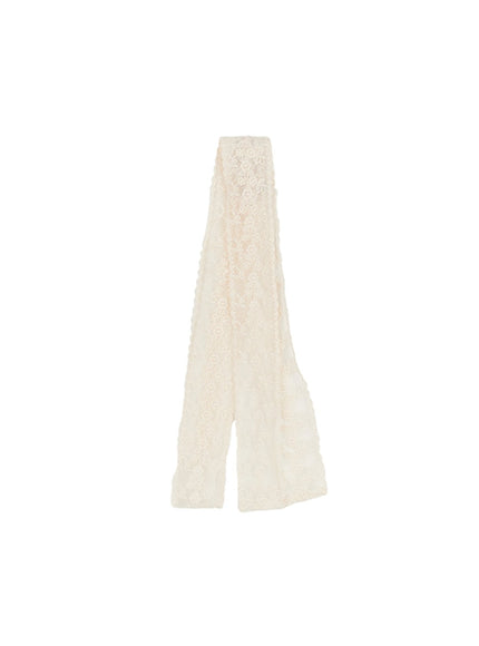 sheer-lace-trim-scarf-cf524 / Light beige