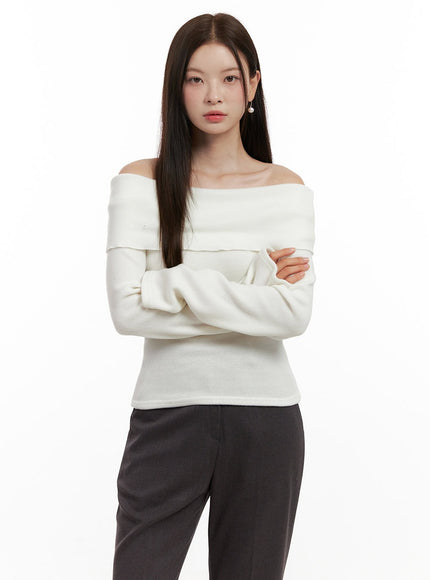 soft-touch-off-shoulder-top-on422 / Light beige