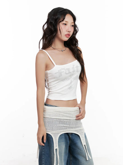 linen-knit-crop-tank-cl521 / Light beige
