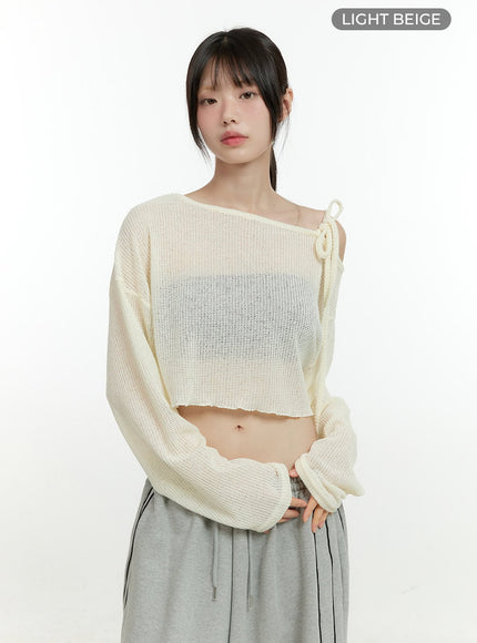 swaying-siren-one-shoulder-crop-top-cg402 / Light beige