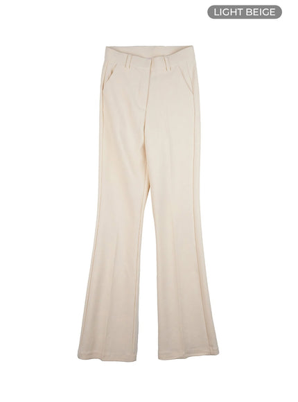 tailored-slim-fit-flare-trousers-oo429 / Light beige
