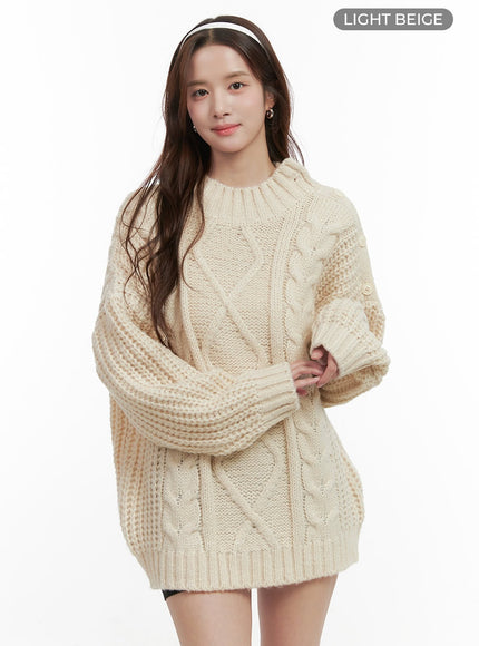 loose-fit-knit-mini-dress-oo421 / Light beige