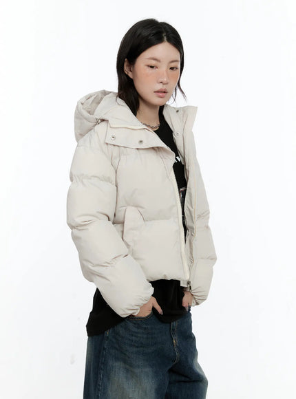 High Neck Cropped Puffer Jacket CN513