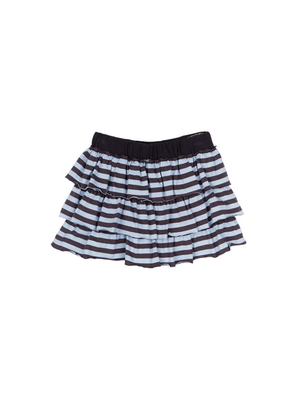 layered-ruffle-striped-skirt-cy506 / Light blue