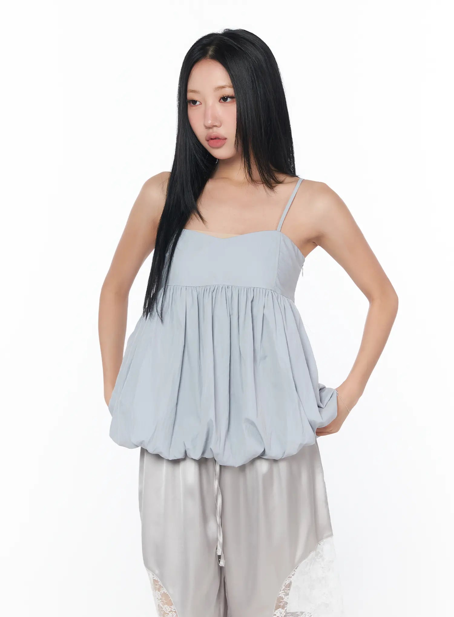 Elegant Balloon Hem Sleeveless Top CY512 - Casual style | LEWKIN