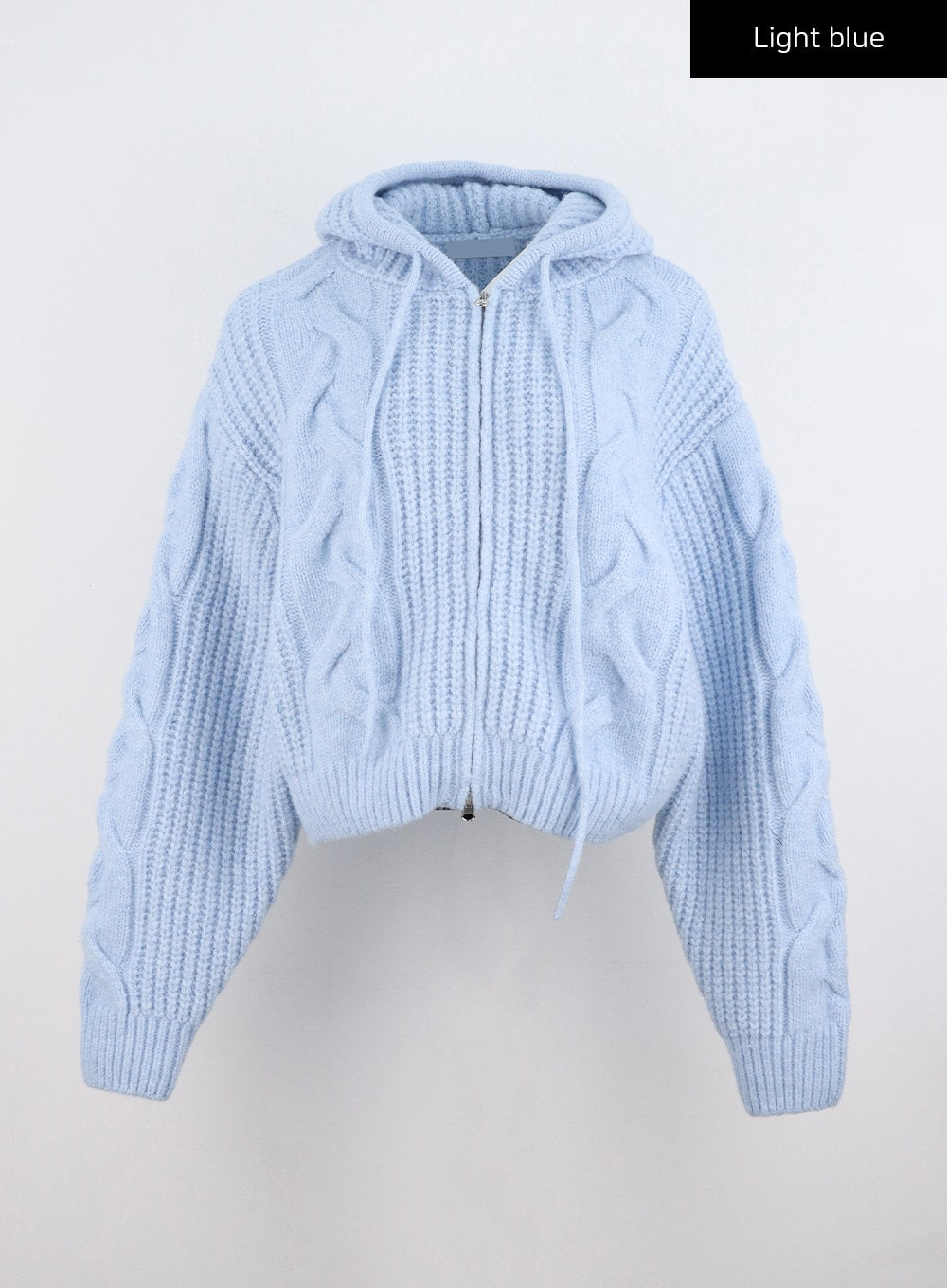 Cable Knit Hooded Zip Up Sweater CO306 - Korean Women's