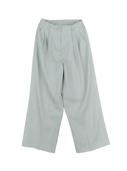 wide-leg-pintuck-slacks / Light blue