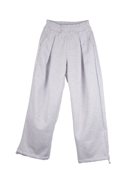 cozy-pintuck-wide-leg-sweatpants-cj509 / Light gray