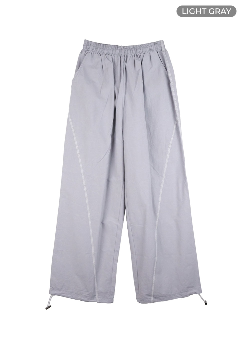 stitched-wide-leg-slit-pants-co402 / Light gray