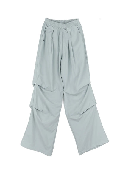 pintuck-rivet-wide-leg-joggers-cl508 / Light gray