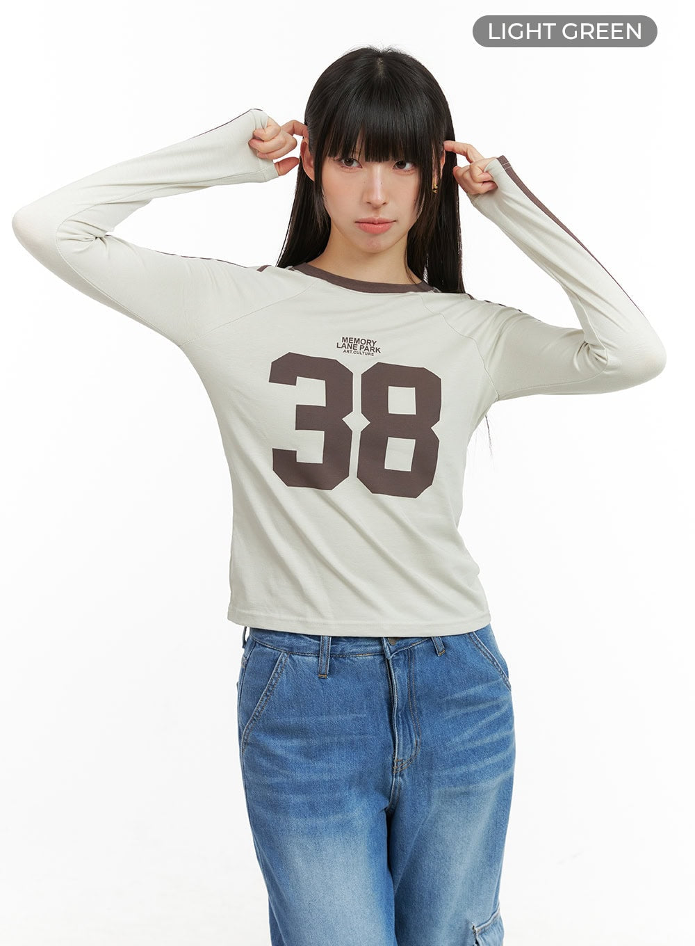 blokecore-cotton-lettering-raglan-crop-top-cg420 / Light green