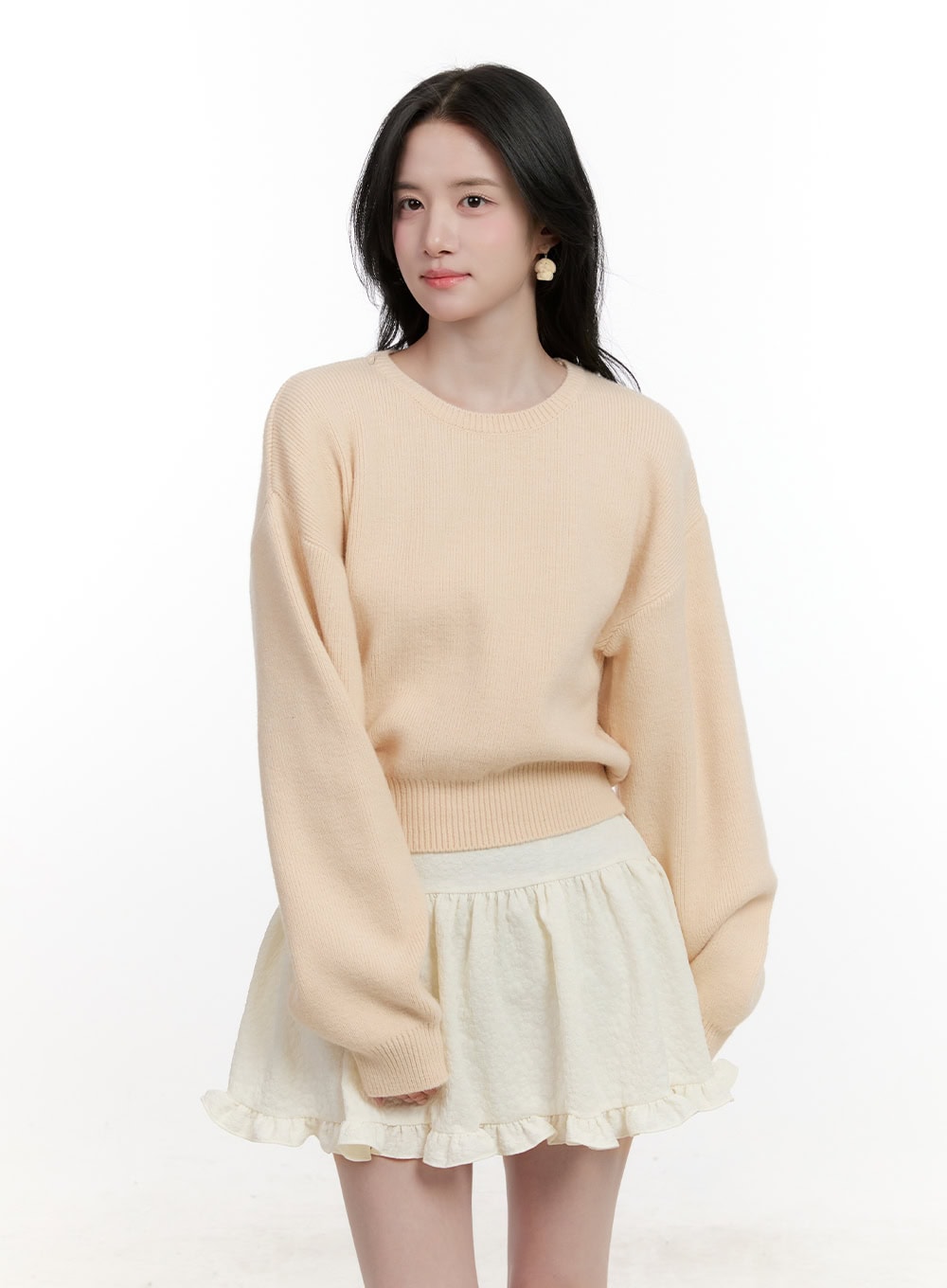 cropped-u-neck-sweater-cf527 / Light orange