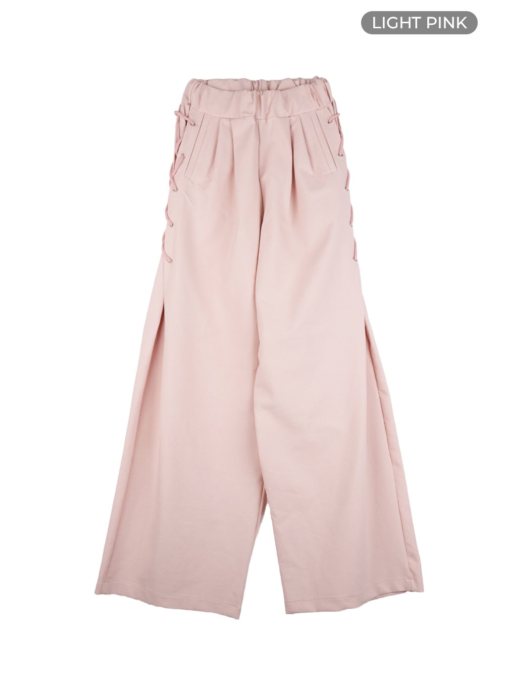 side-eyelet-detail-pants-cl415 / Light pink