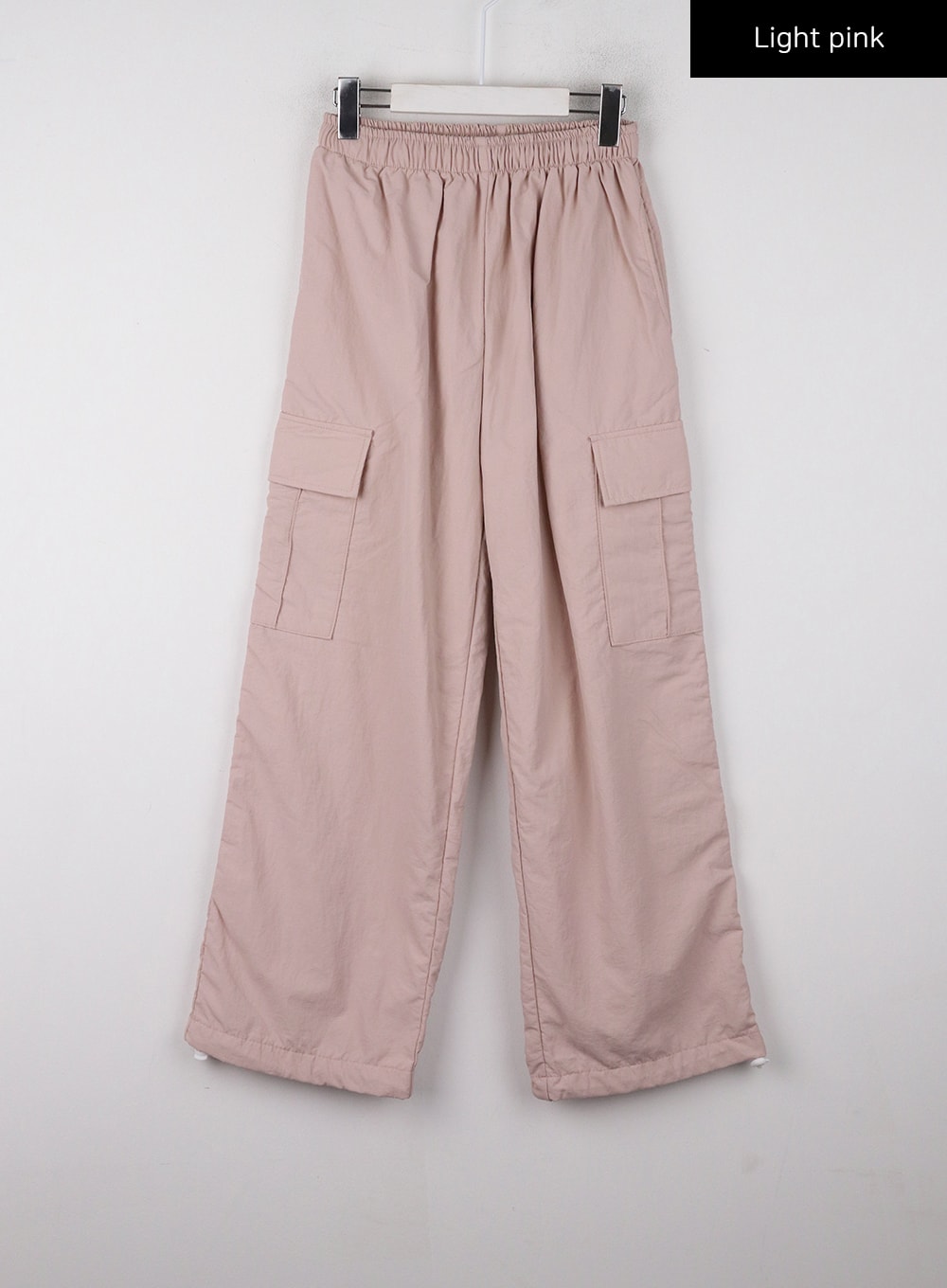 terry-middle-waist-solid-pocket-cargo-pants-cd329 / Light pink