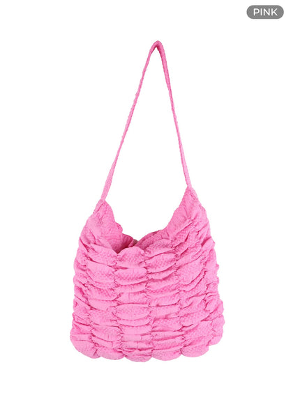 shirred-quilted-crossbody-bag-oy421 / Pink