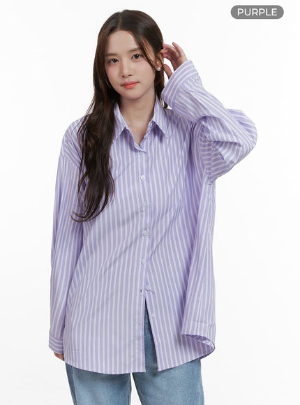 elegant-stripe-pattern-blouse-os416 / Purple