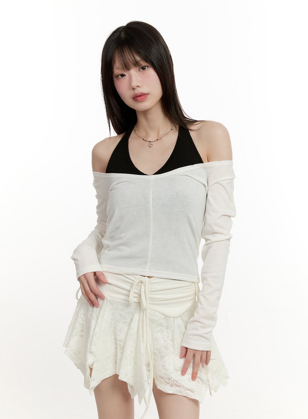 Layered Long-Sleeve Crop Tank Top Set CM513