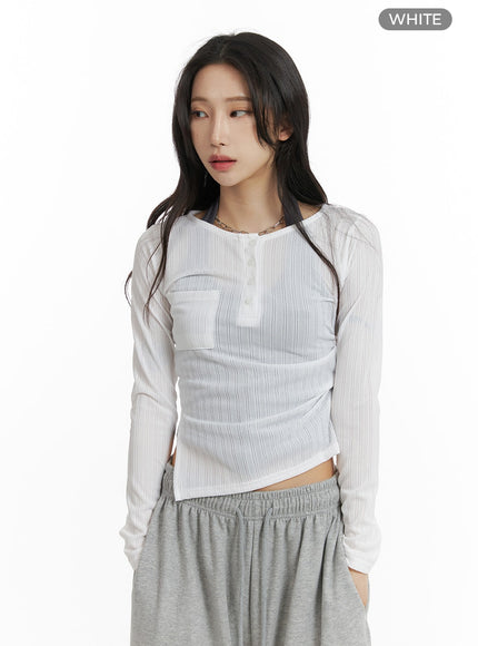 open-collar-slit-pocket-crop-top-cf429 / White