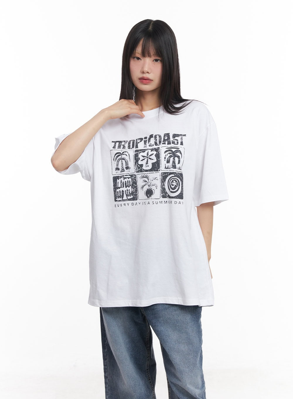 cotton-graphic-oversized-tee-cy514 / White