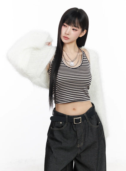 fluffy-bolero-crop-cardigan-cf519 / White