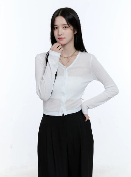 ribbed-v-neck-button-cardigan-cg514 / White