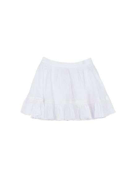 frill-lace-flare-mini-skirt-cy526 / White