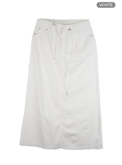 string-waist-maxi-skirt-cl431 / White