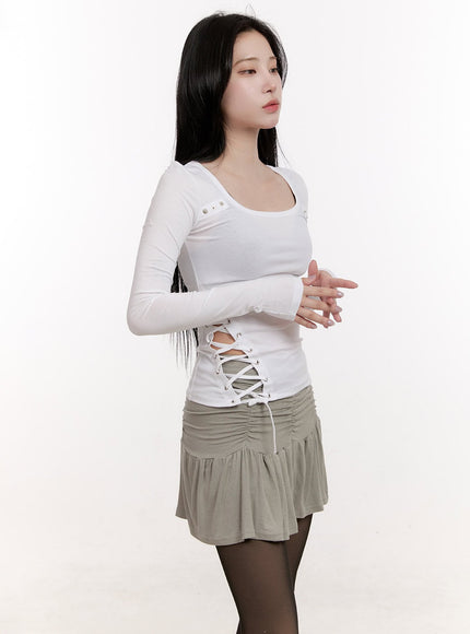 Asymmetric Lace-Up Slim-Fit Top CJ531