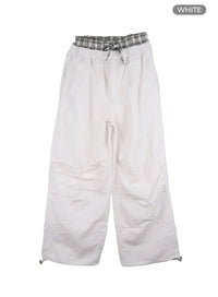 checked-shorts-layered-wide-leg-trousers-cy416 / White